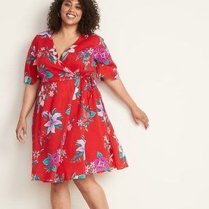 Old Navy Faux-Wrap Waist-Defined Plus-Size Dress